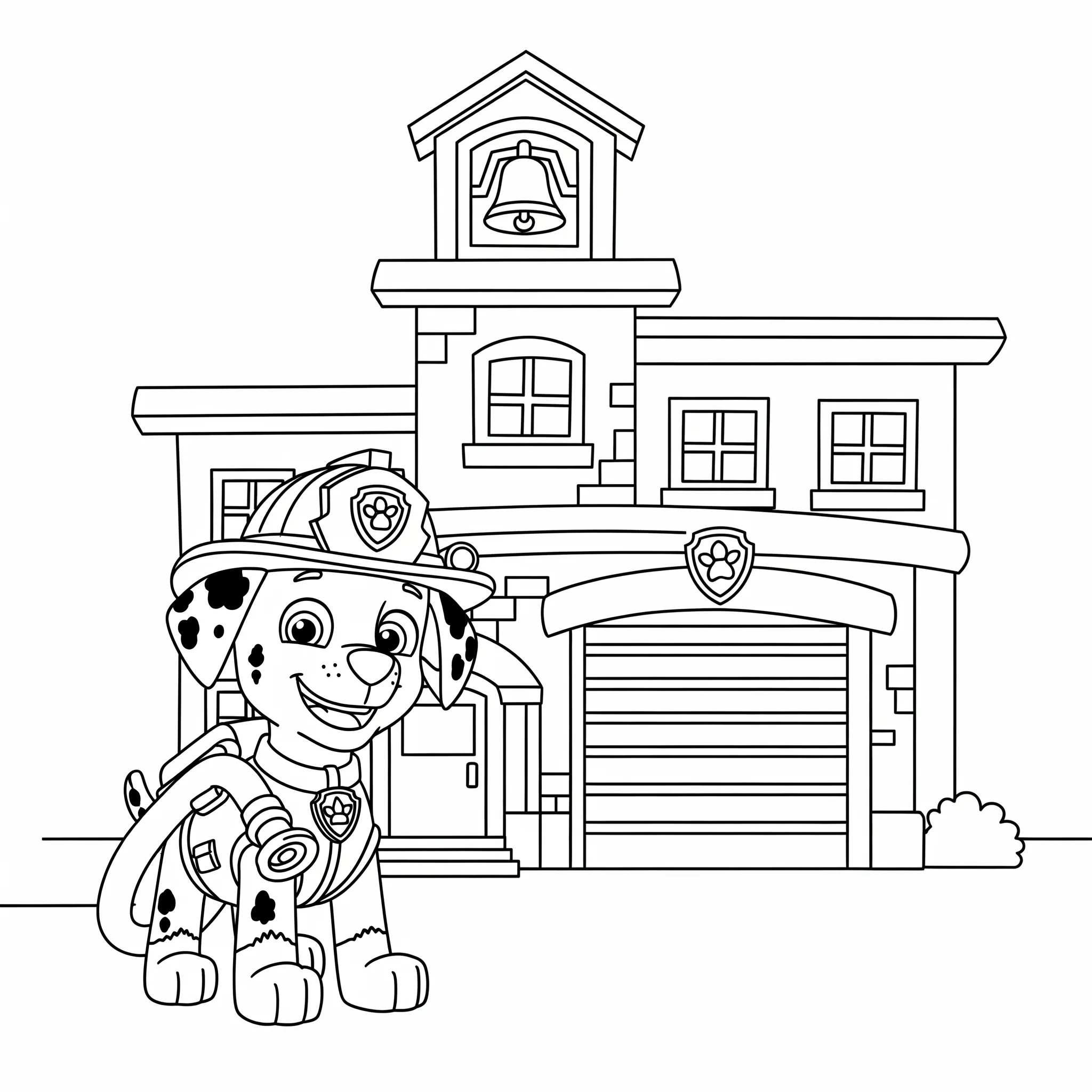 coloriage Marcus le pompier et la caserne gratuit à imprimer