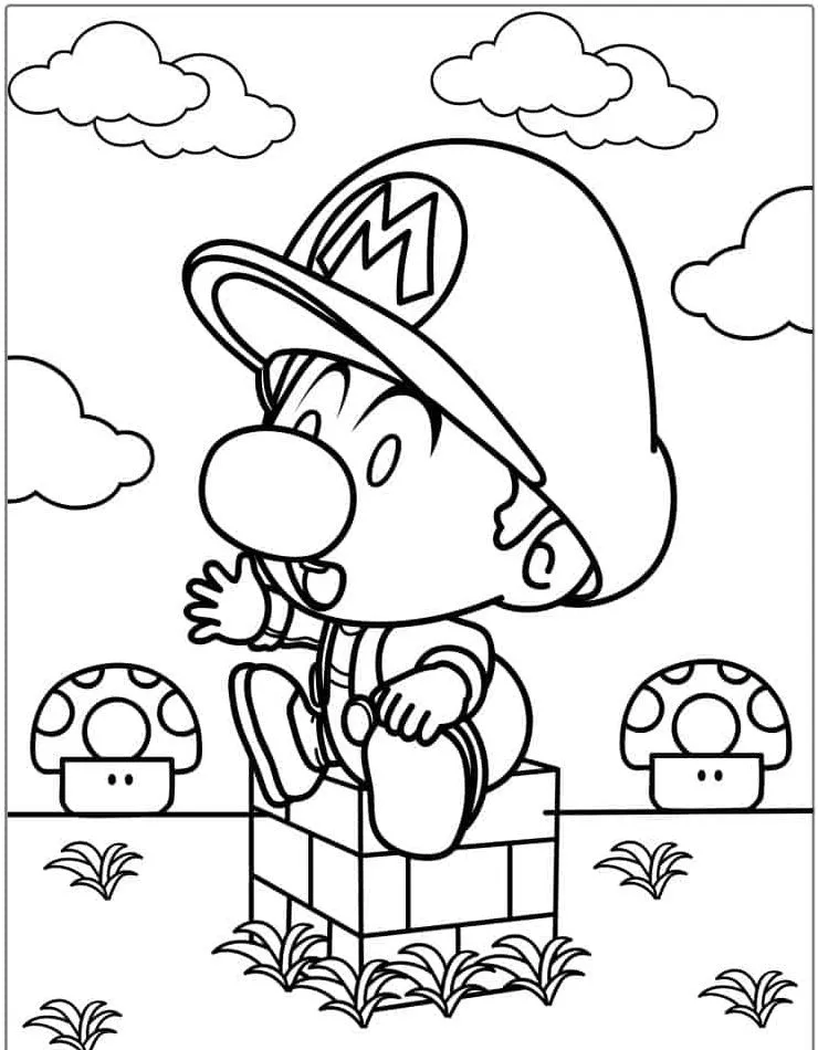 coloriage Mario pour enfant de 3 ans