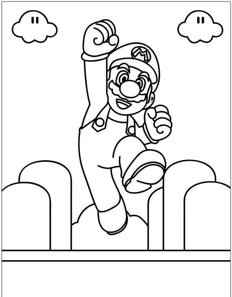 coloriage Mario à imprimer pour enfant de 8 ans