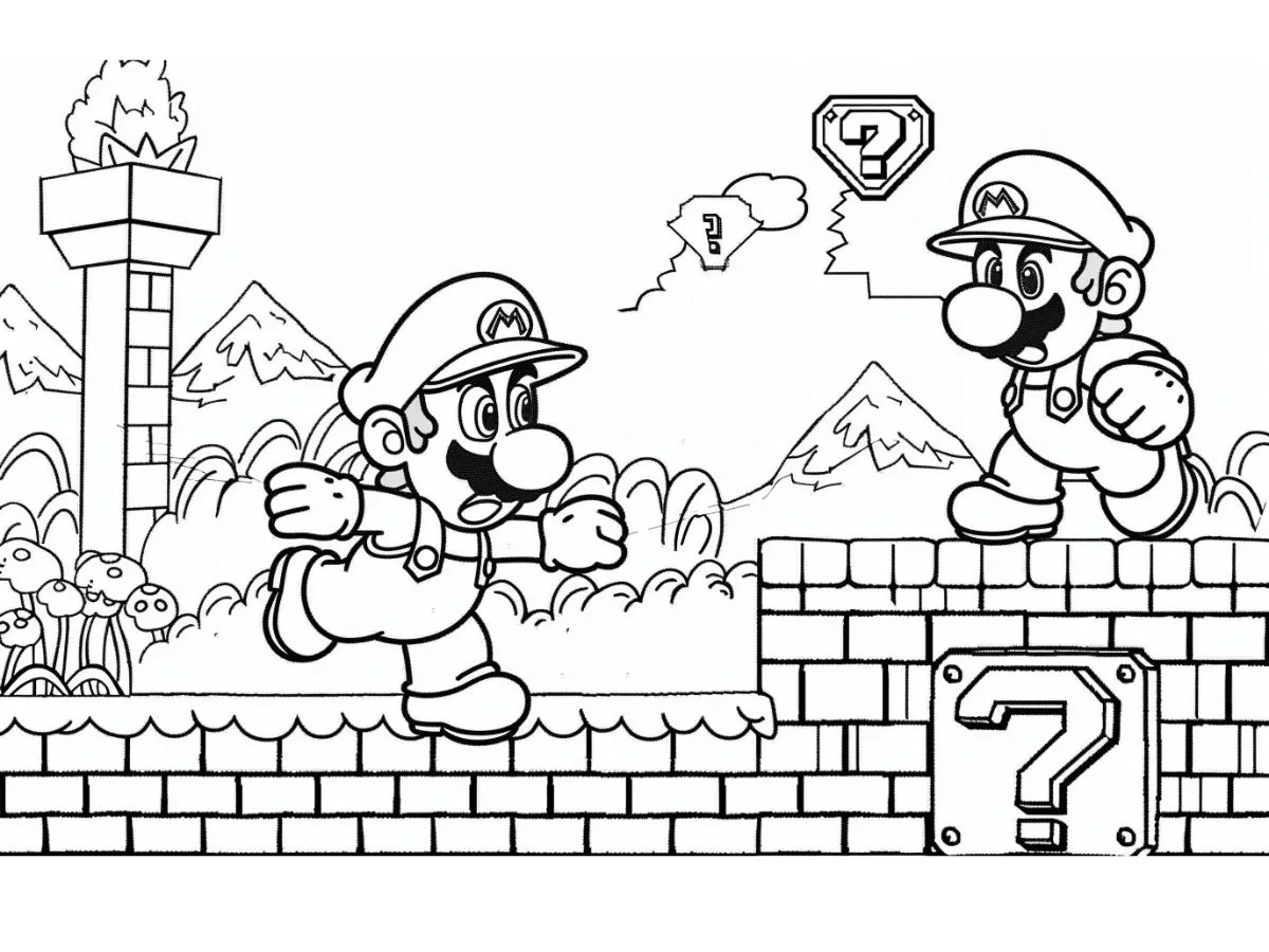 coloriage Mario a imprimer pour enfant de 4 ans