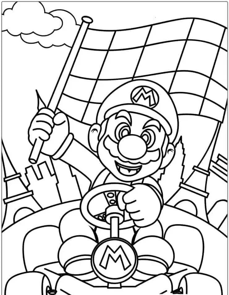 coloriage Mario à imprimer pour enfant de 10 ans