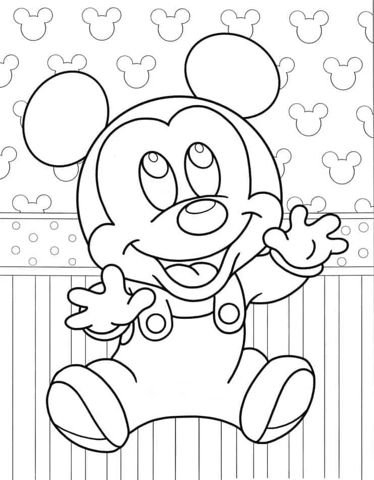 image pour coloriage Mickey Mouse enfant 1