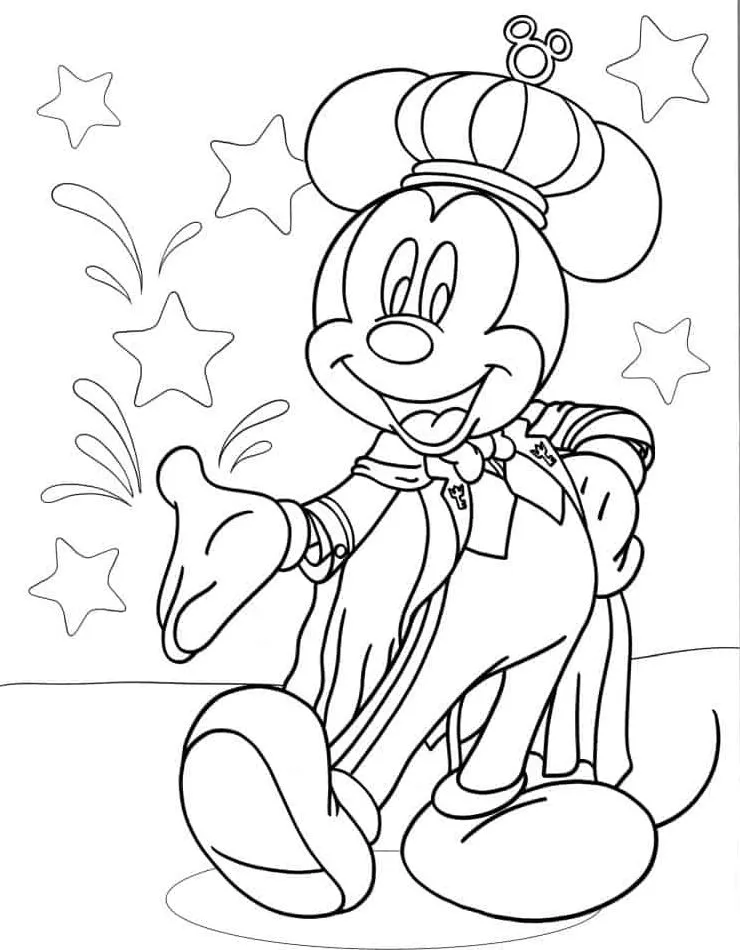 image pour coloriage Mickey Mouse enfant 2