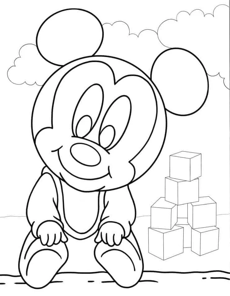 coloriage Mickey Mouse a imprimer pour enfant de 4 ans