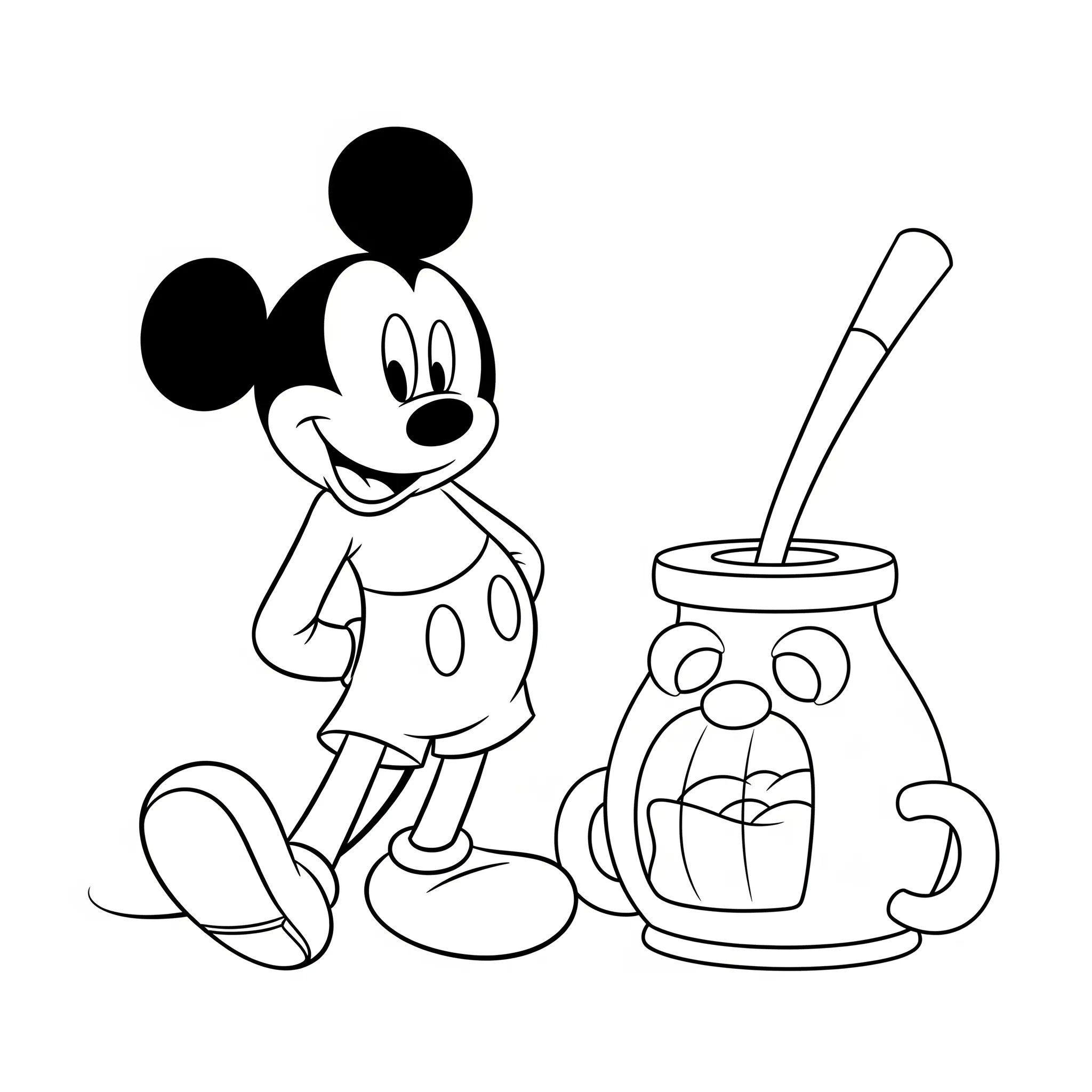 coloriage Mickey et un Objet Familier gratuit en ligne