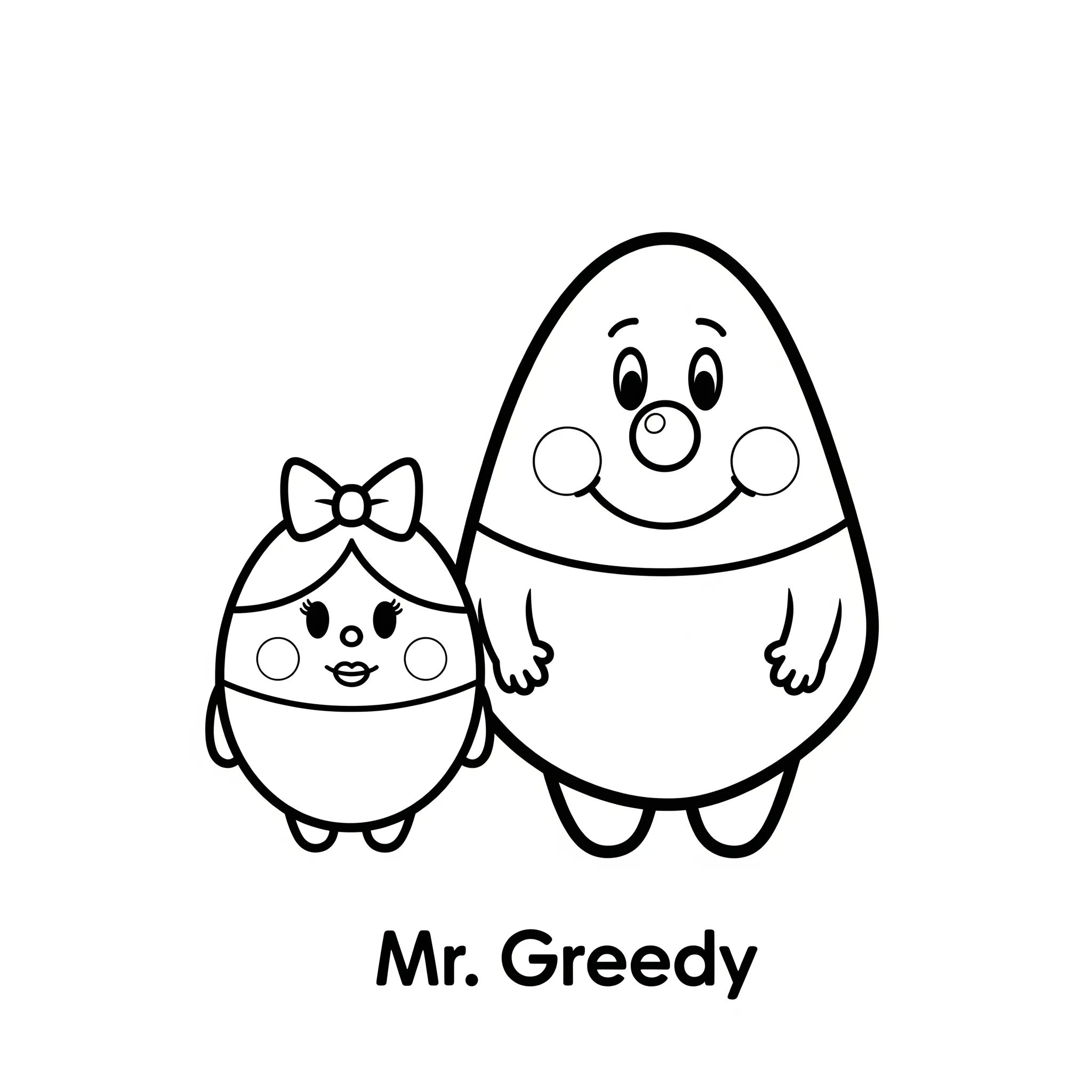 coloriage Monsieur Glouton et Madame Gourmande a imprimer pour enfant de 4 ans