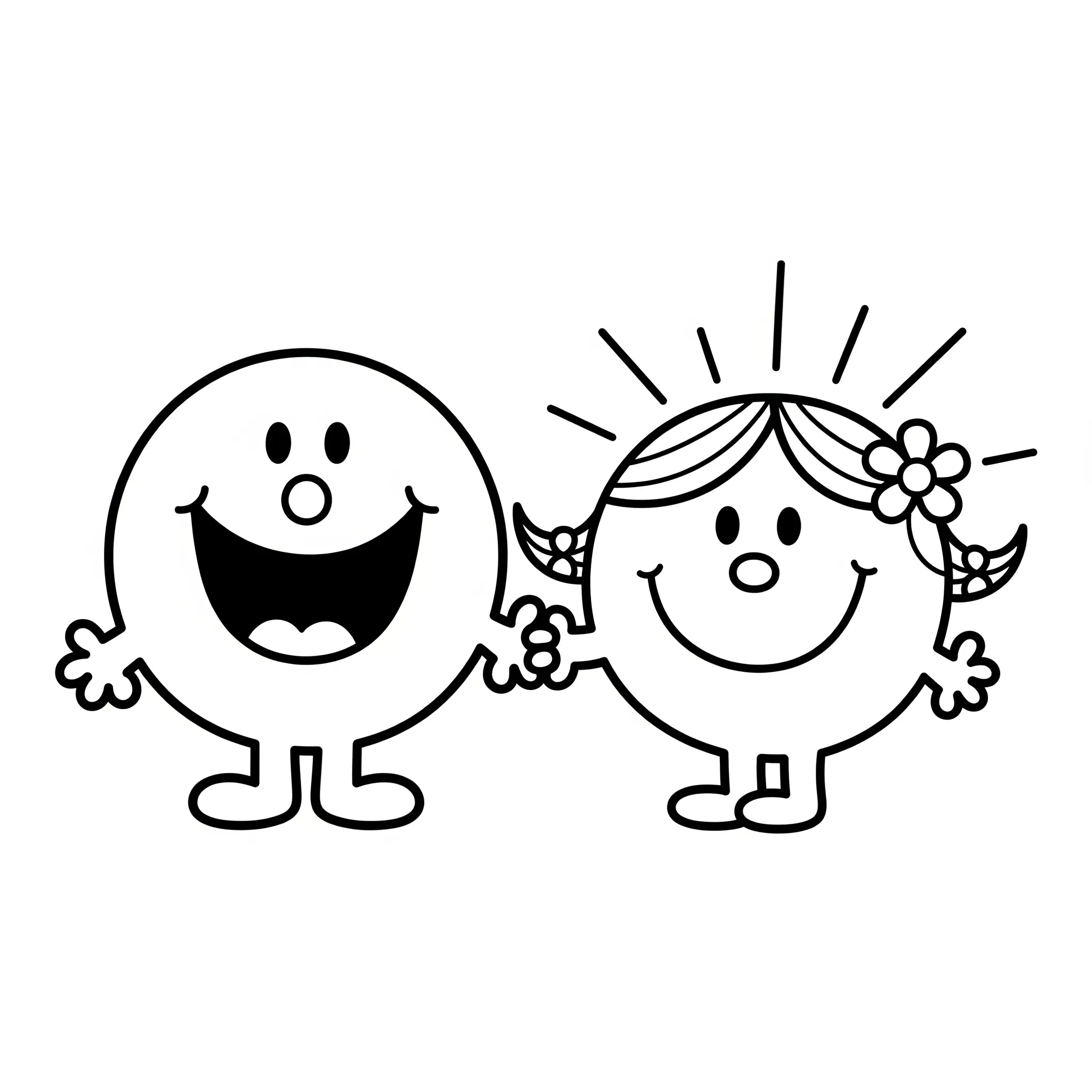 coloriage Monsieur Heureux et Madame Sourire pour enfant de 5 ans