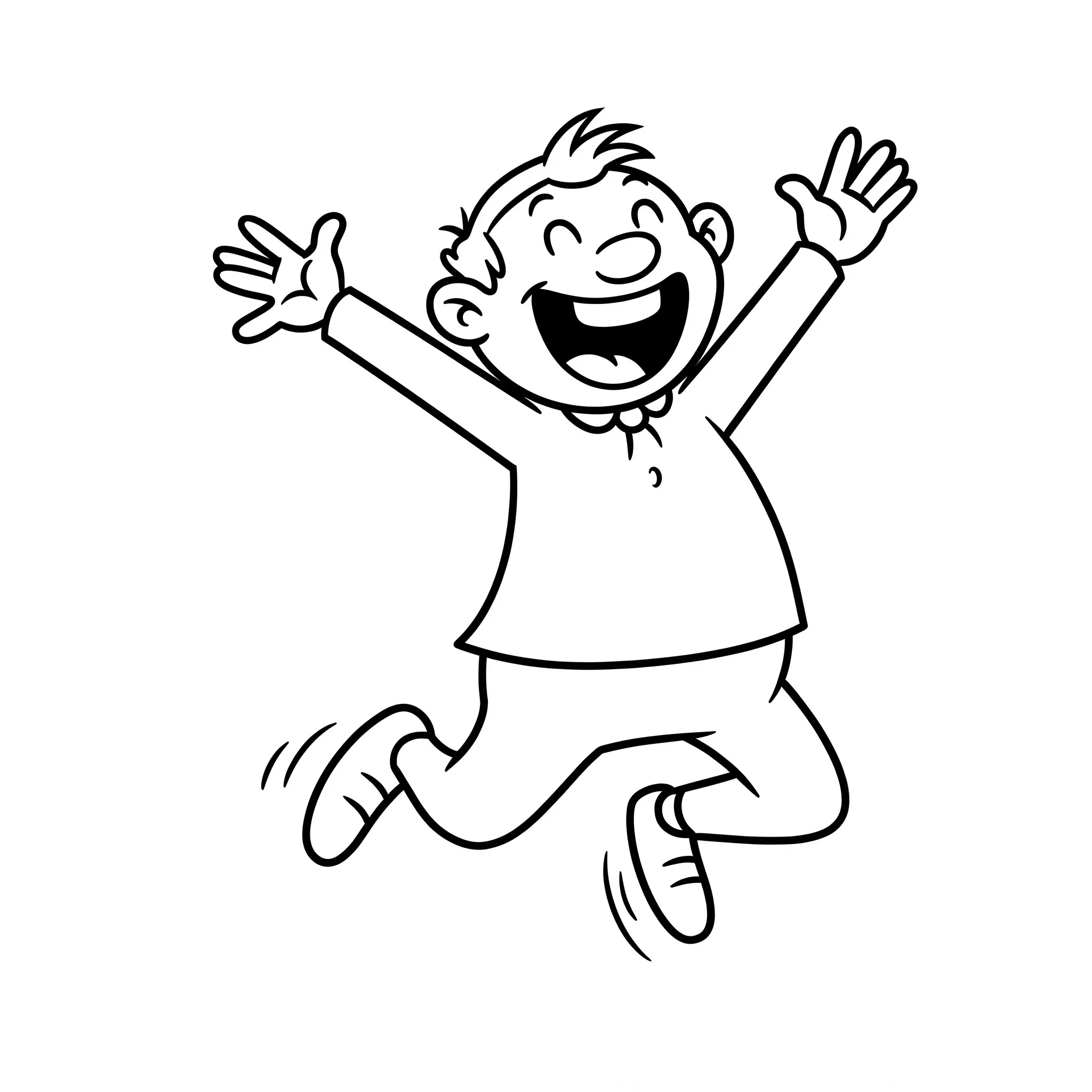 coloriage Monsieur Heureux saute de joie gratuit