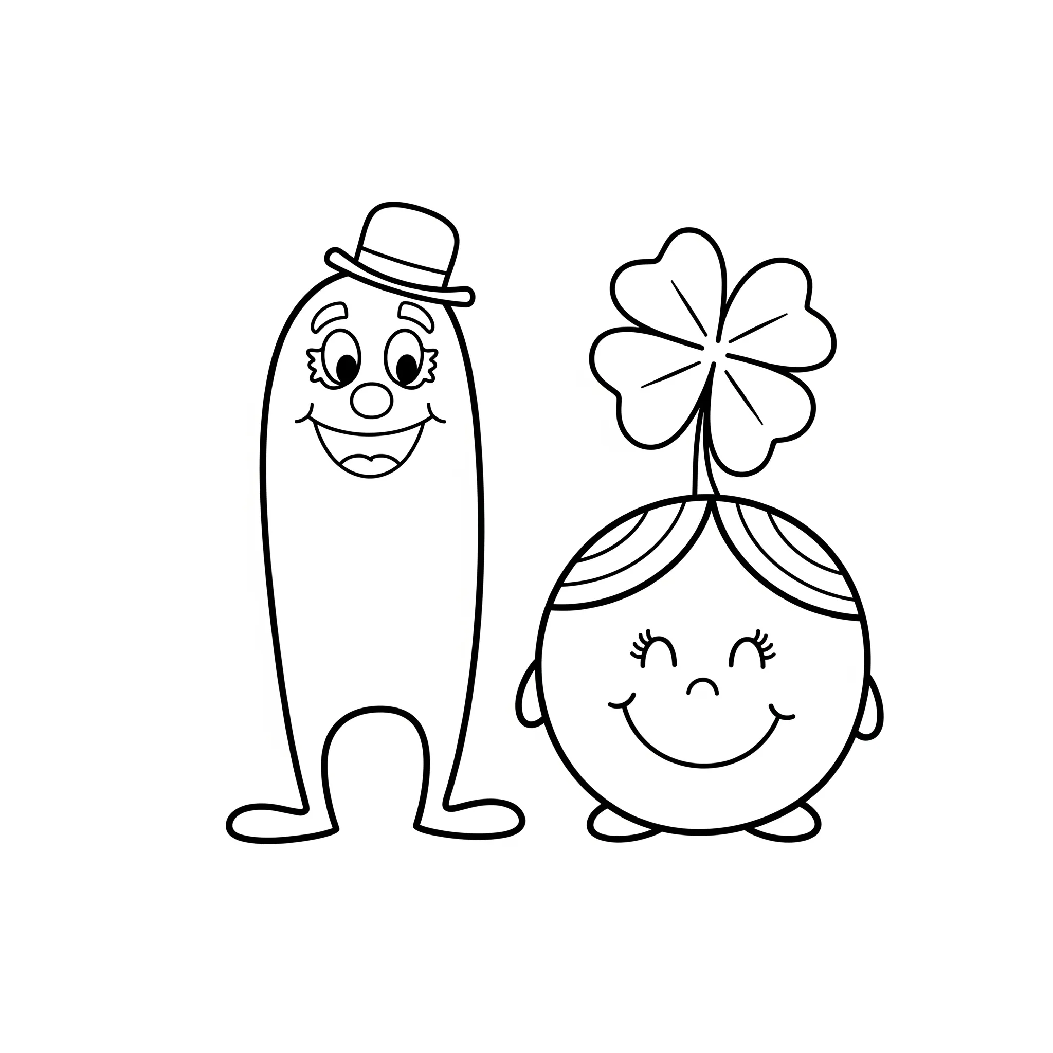 coloriage Monsieur Rigolo et Madame Chance à imprimer pour enfant de 2 ans