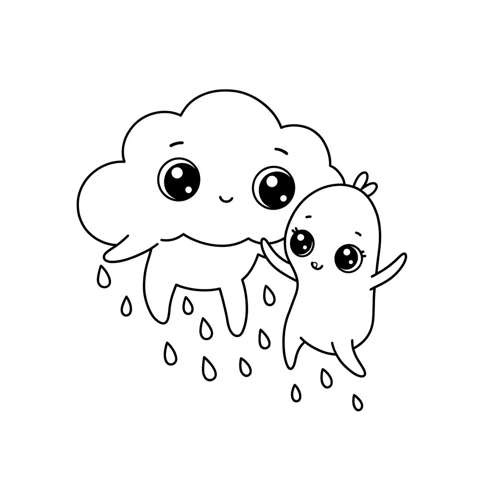 coloriage Petit nuage et sa pluie et decoupage a imprimer gratuit