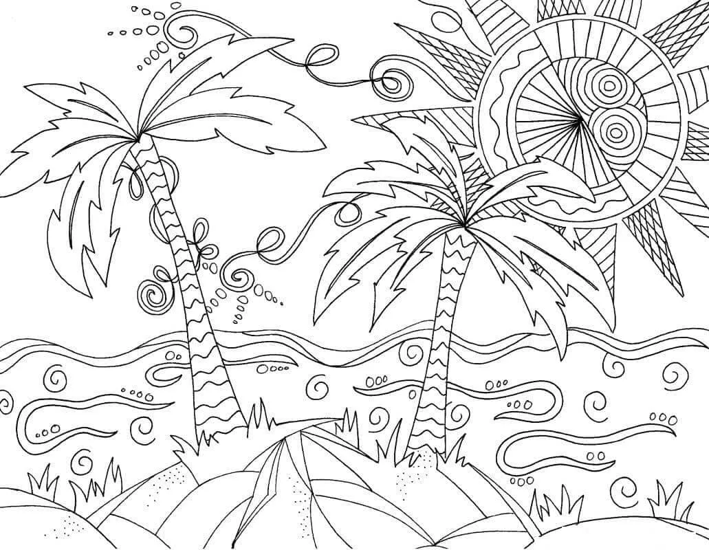 coloriage Plage à imprimer gratuit 1