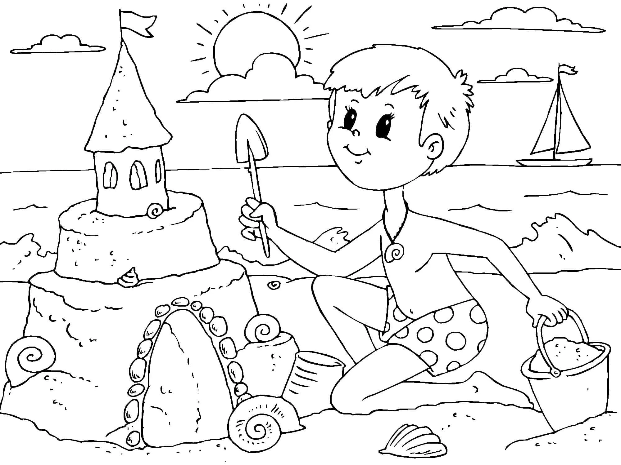 coloriage Plage à imprimer pour enfant de 9 ans