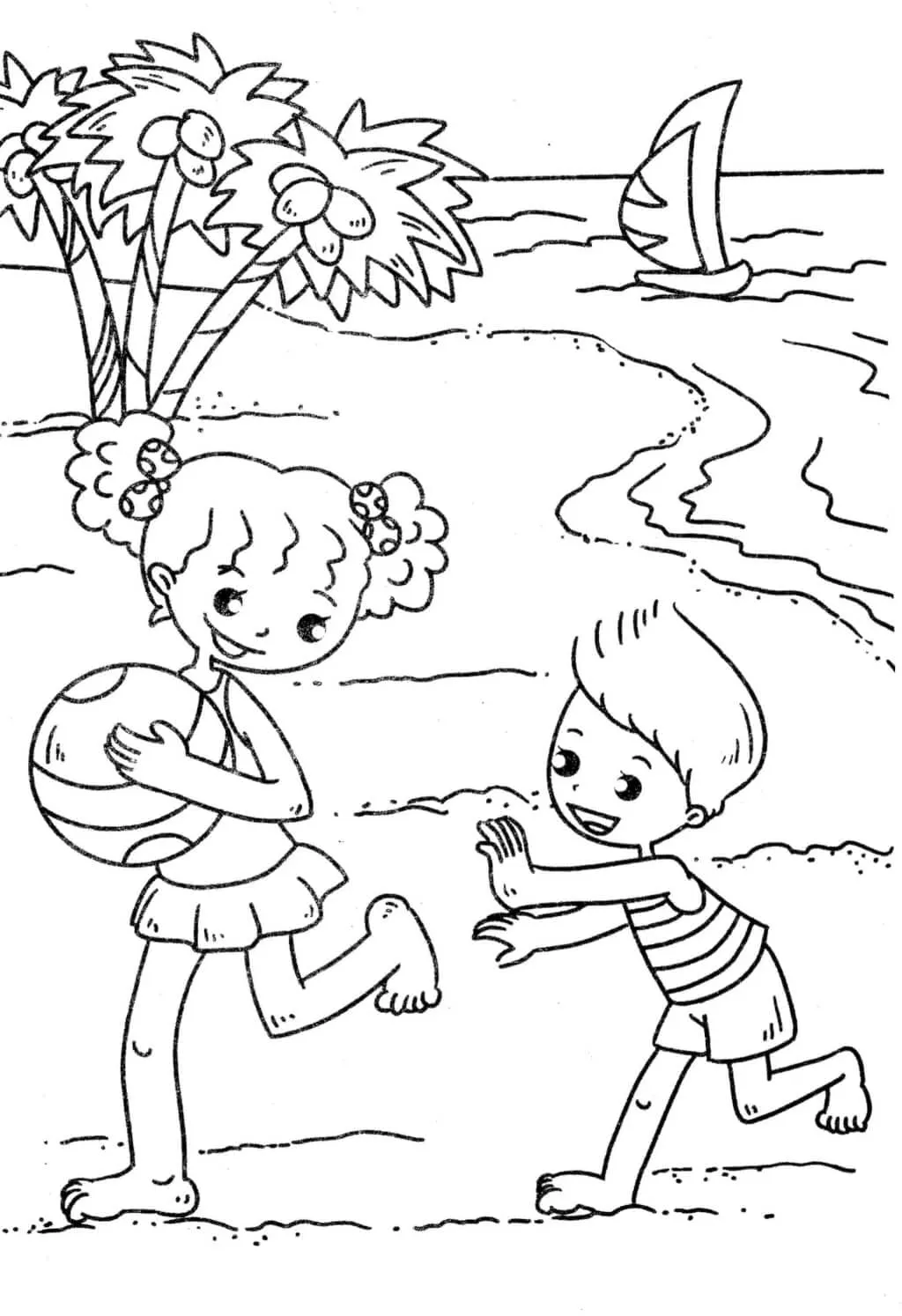 coloriage Plage pour enfant a imprimer gratuit 2