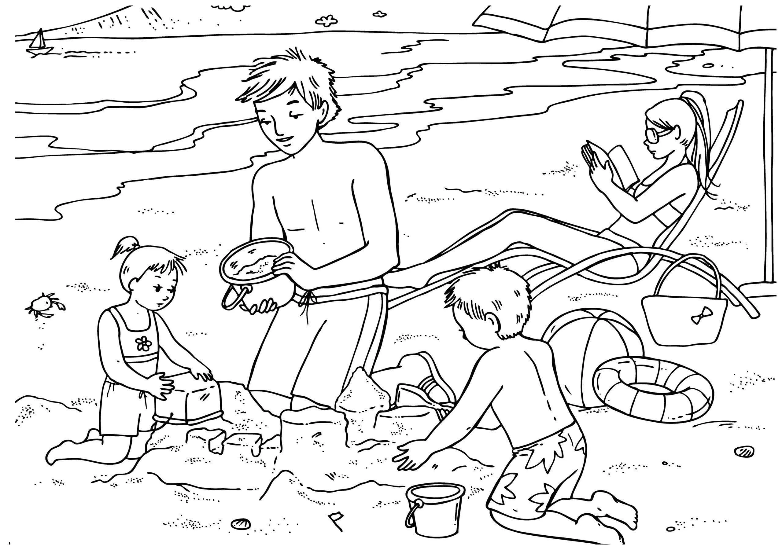 coloriage Plage pour enfant de 8 ans