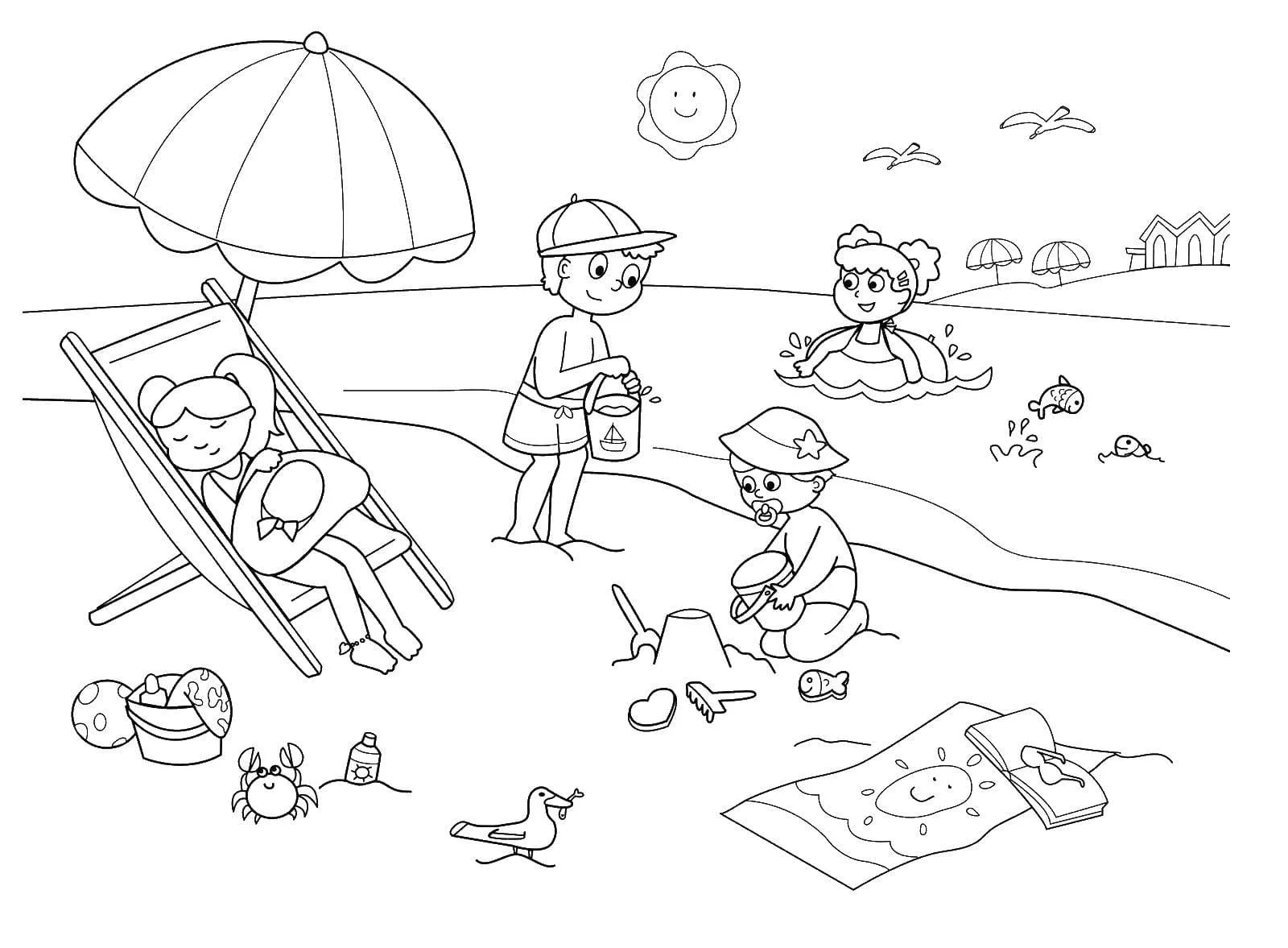 a imprimer coloriage Plage gratuit