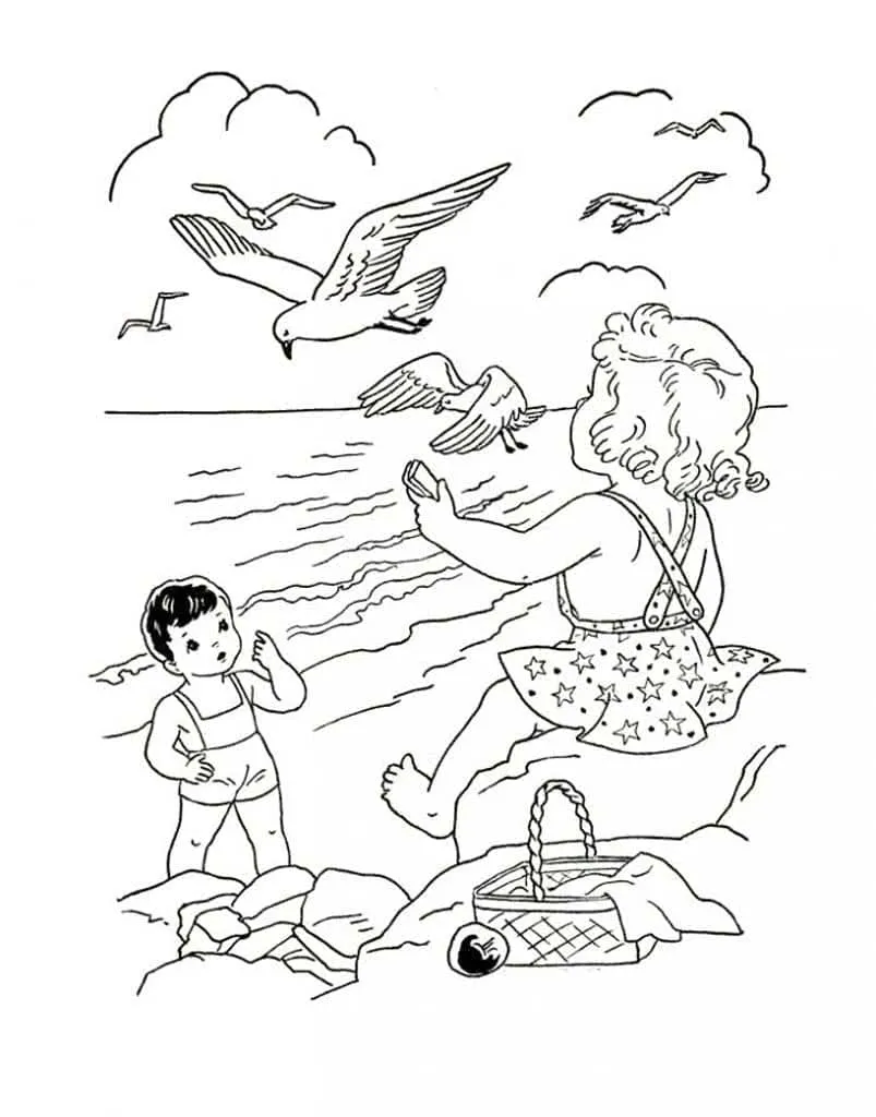 image de coloriage Plage pour enfant 1