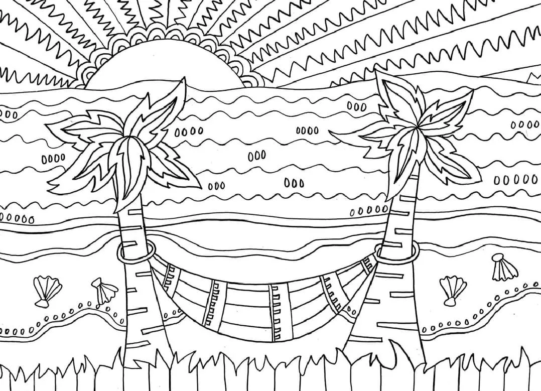 coloriage Plage à imprimer pour enfant de 6 ans