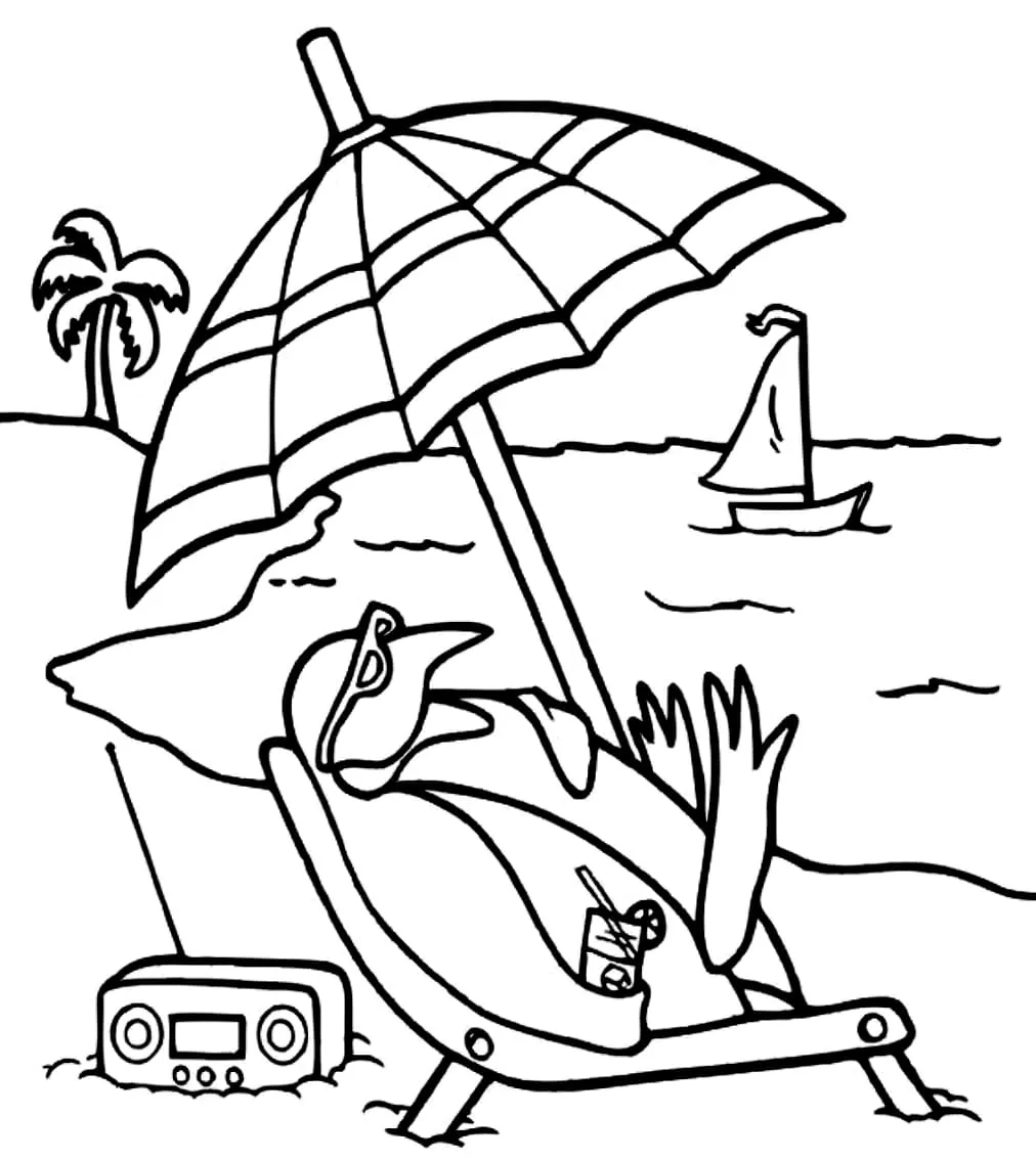 coloriage Plage pour enfant a imprimer gratuit 3