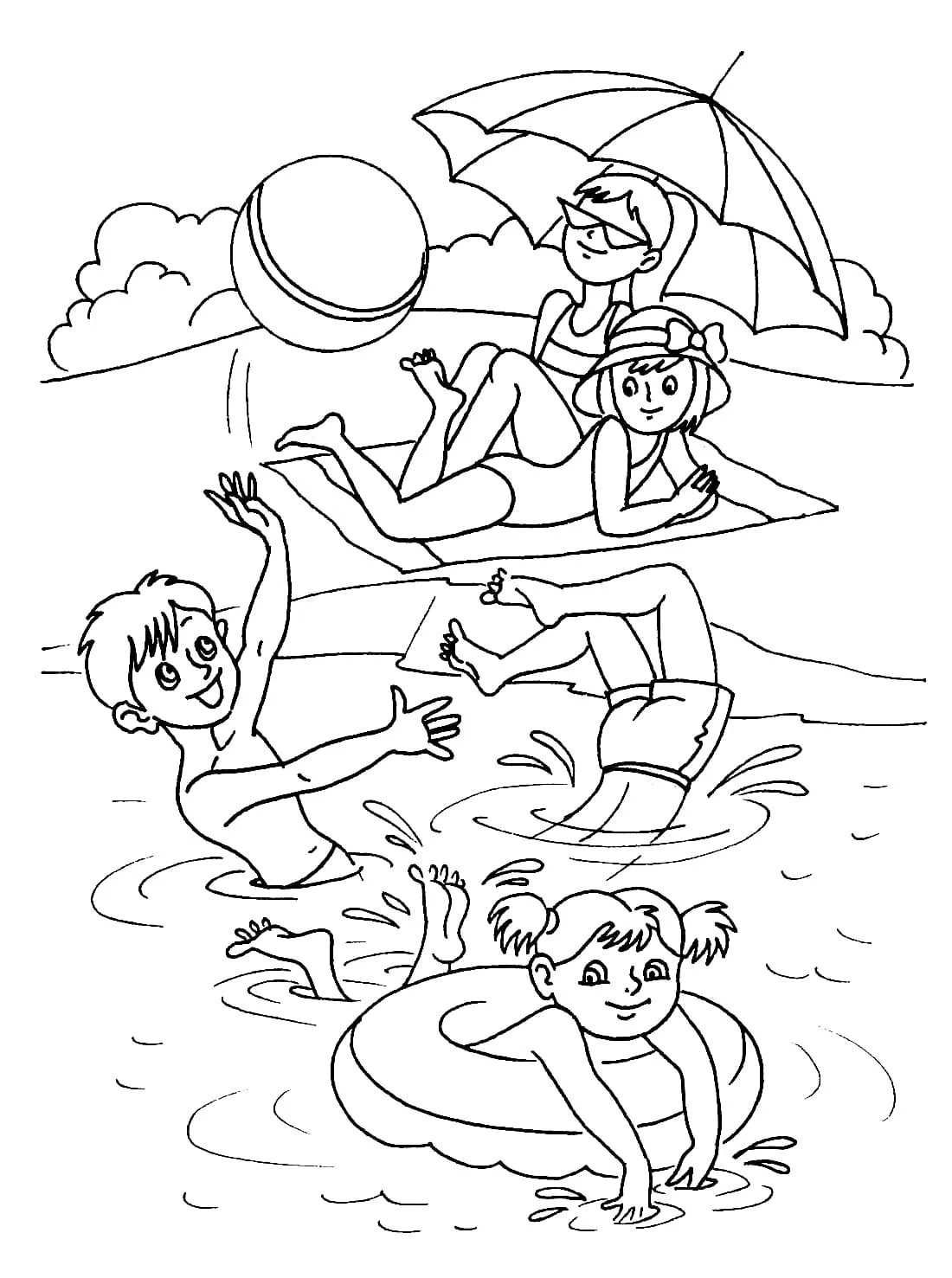 coloriage Plage pour enfant de 10 ans