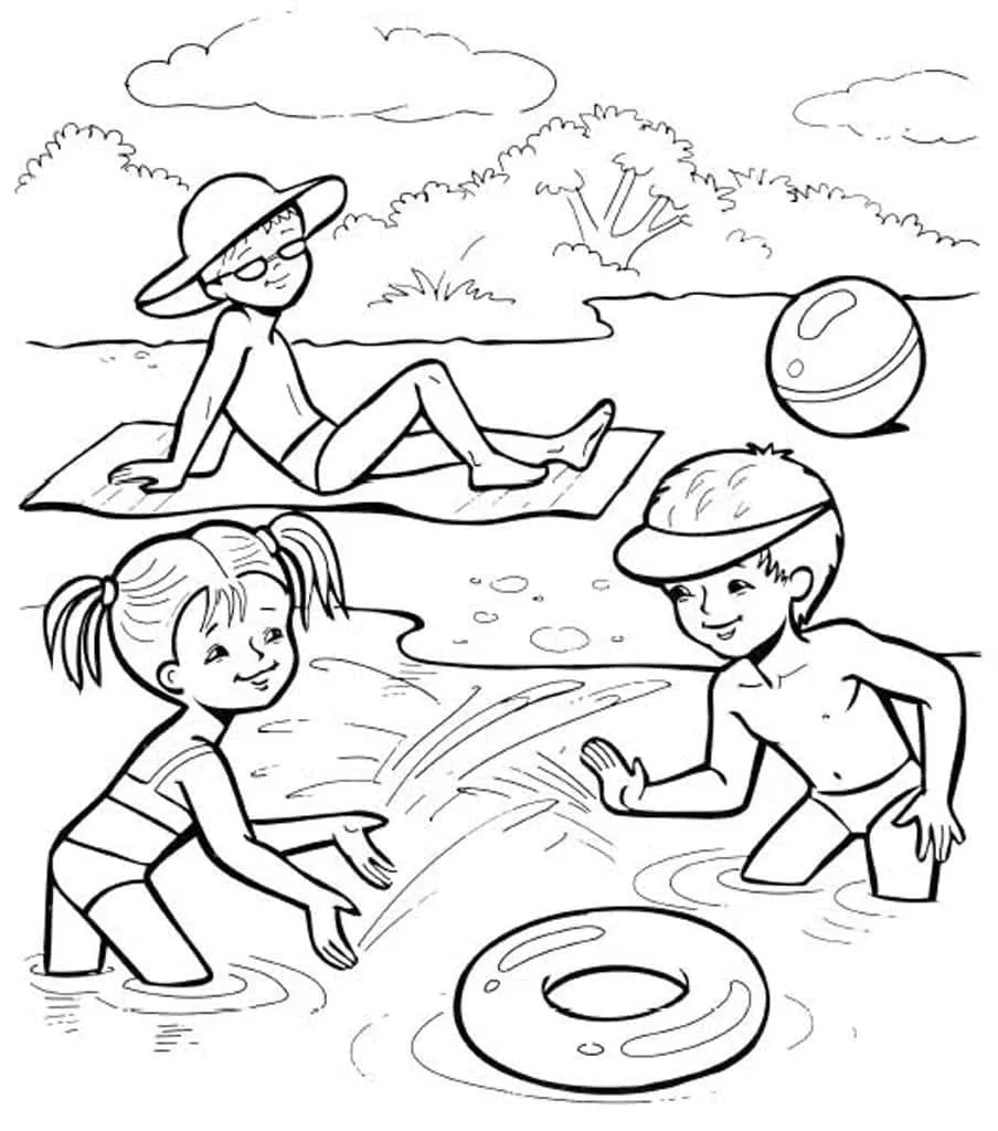 coloriage Plage à imprimer pour enfant de 7 ans