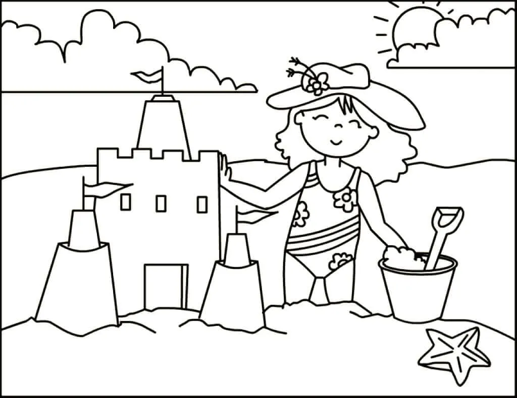 coloriage Plage pour enfant de 6 ans 2