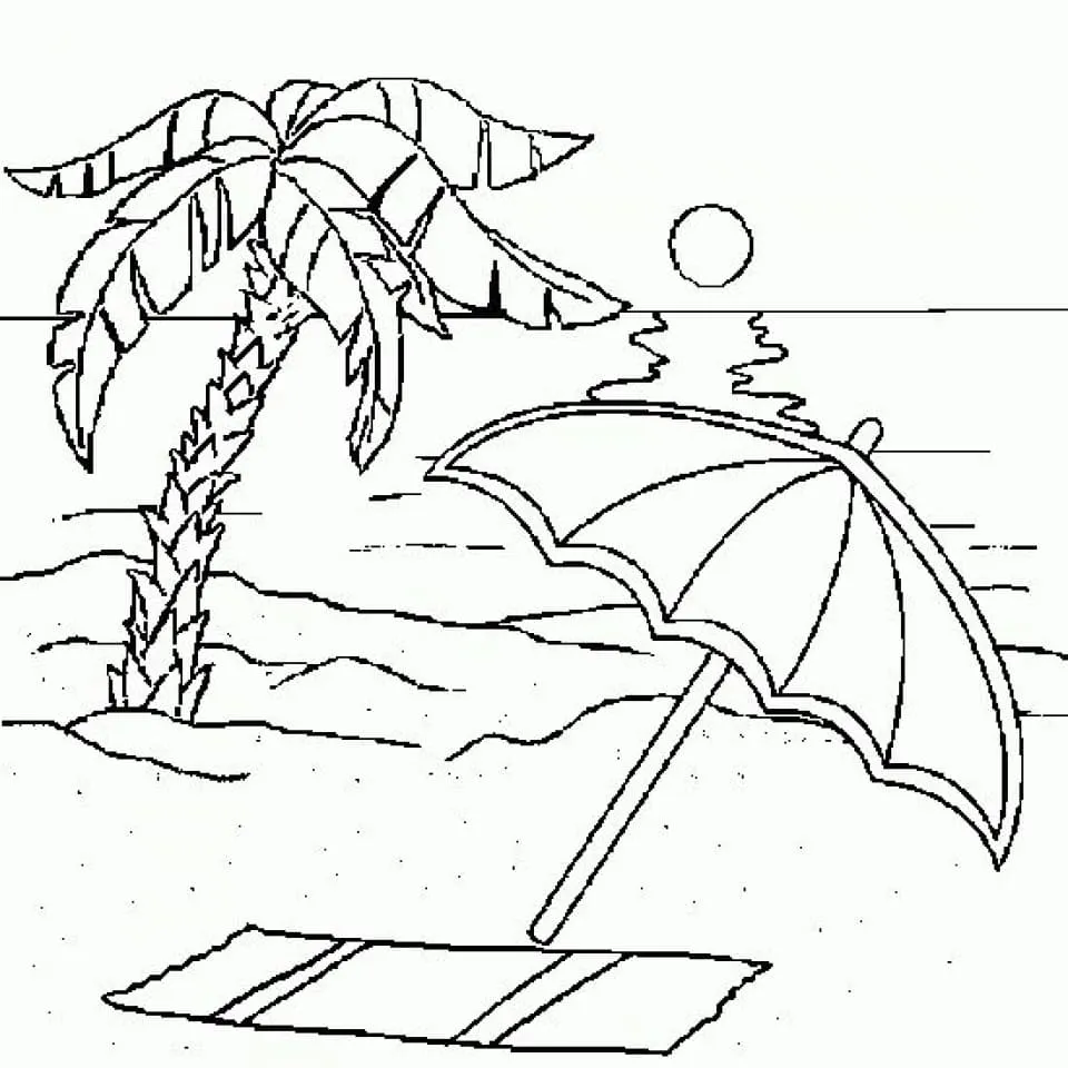 imprimer coloriage Plage pour enfant