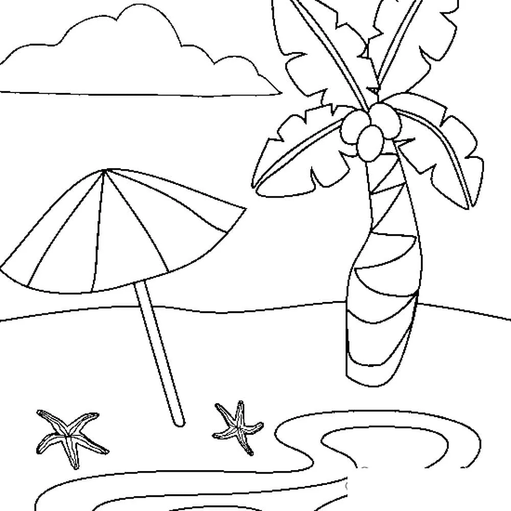 image de coloriage Plage pour enfant 2