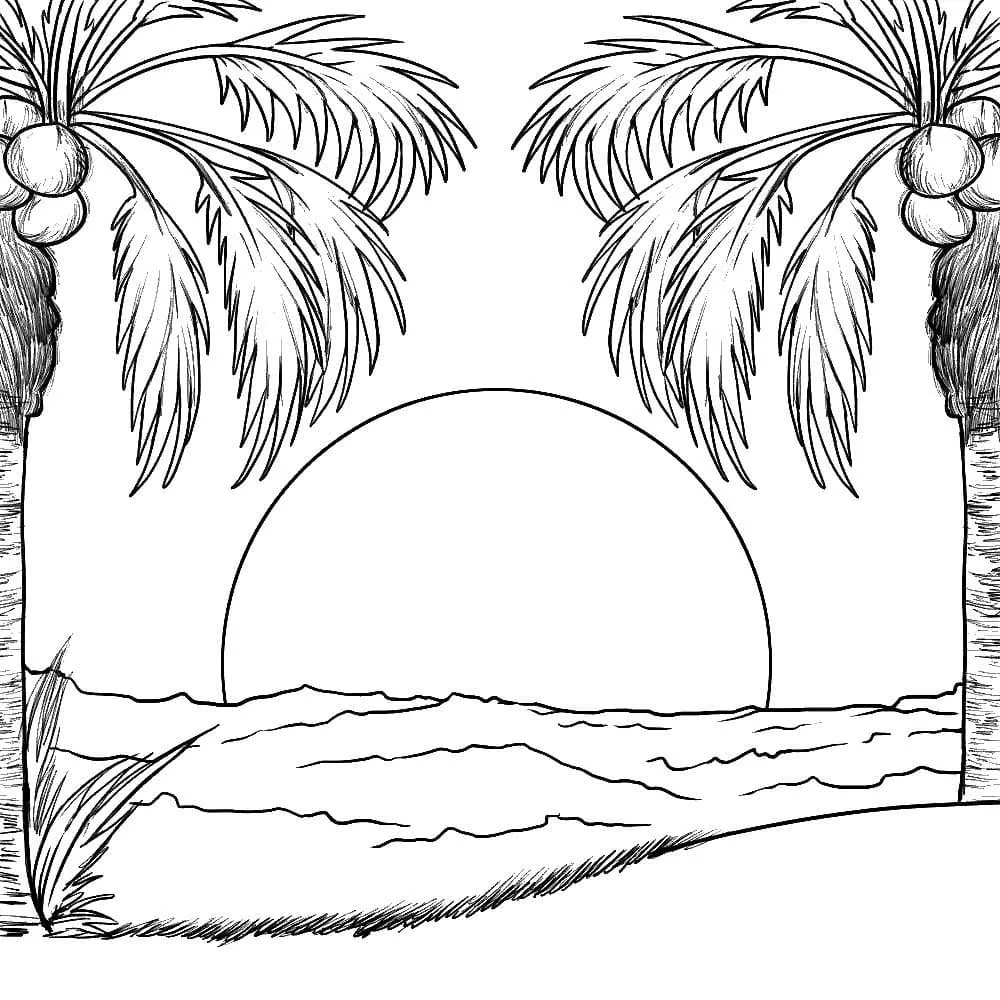 coloriage Plage pour enfant de à imprimer 2