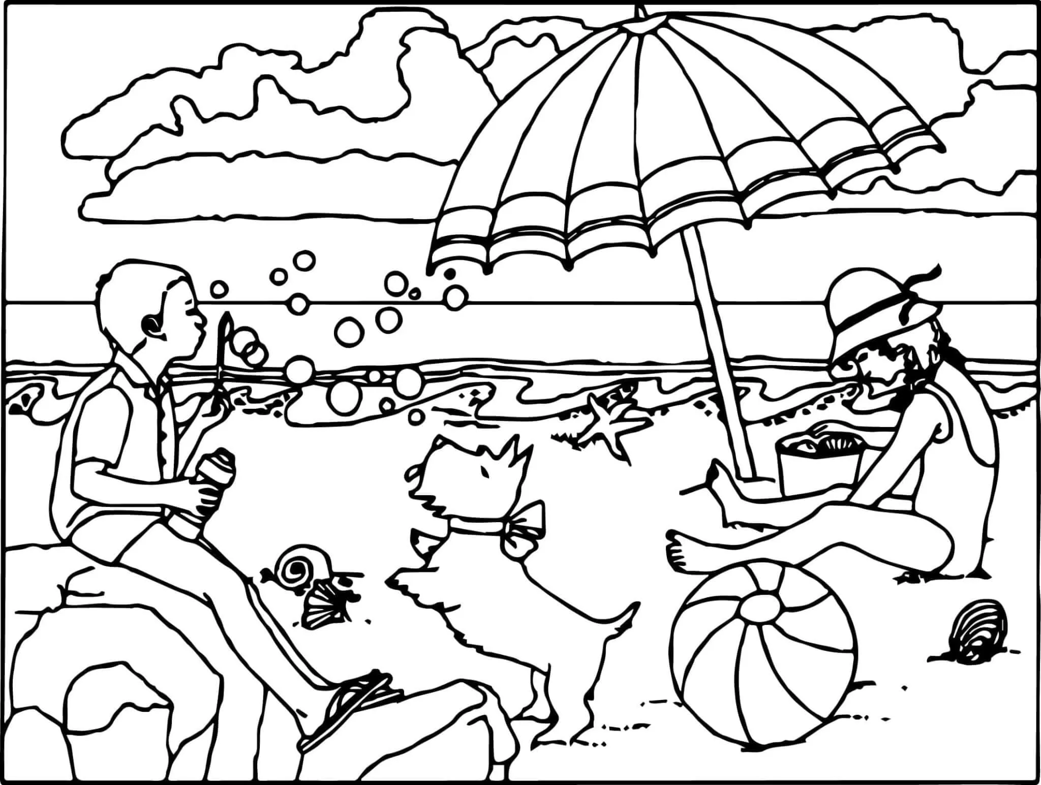 coloriage Plage pour enfant à imprimer