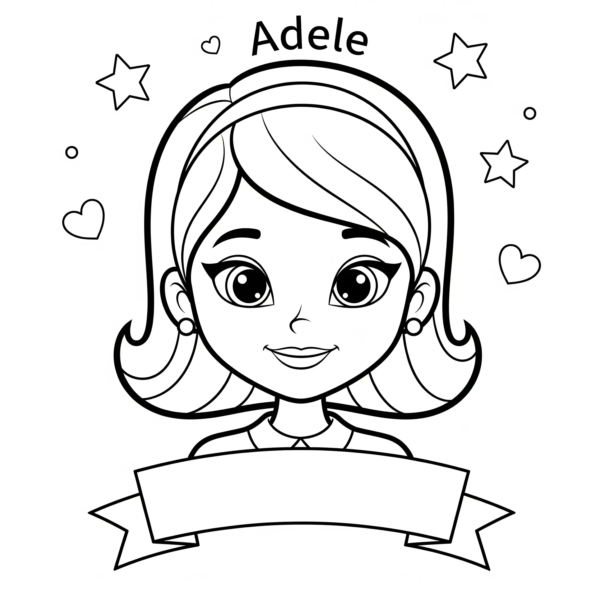 coloriage Portrait d’Adèle avec sa devise préférée à imprimer pour enfant de 3 ans