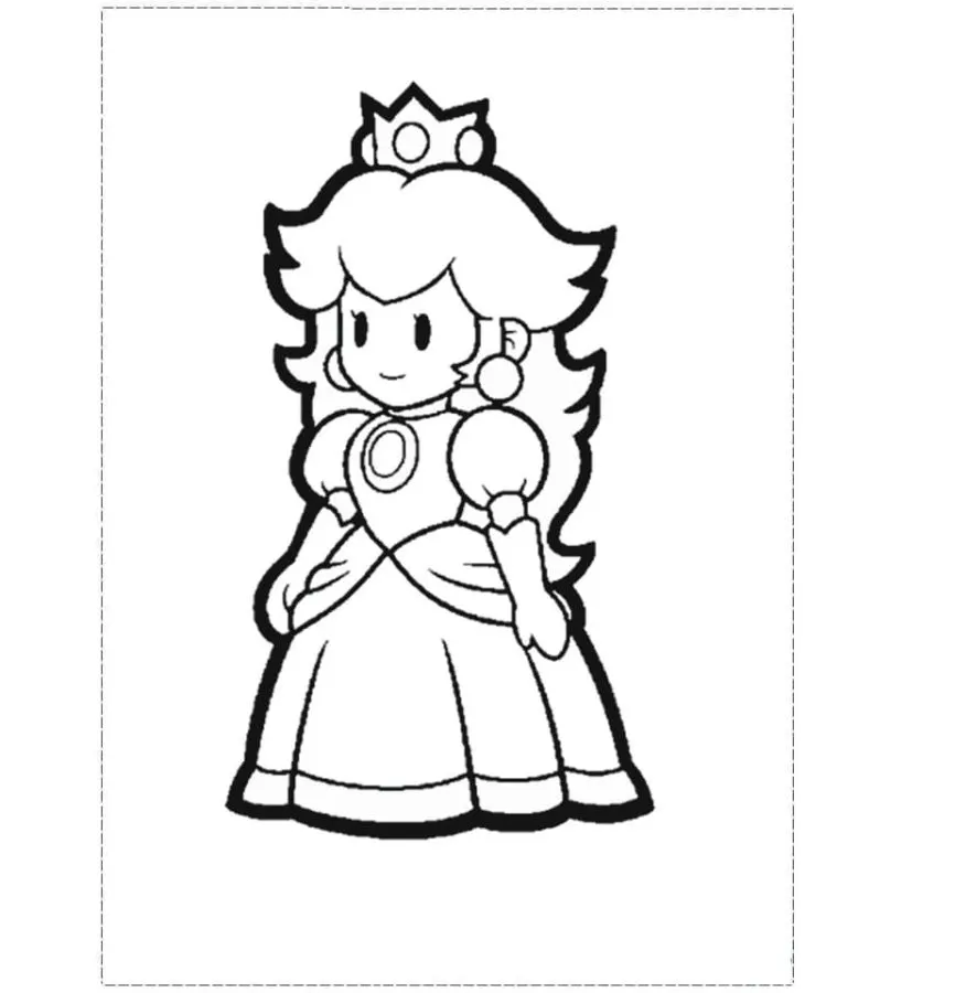 coloriage Princesse Peach a imprimer pour enfant de 4 ans