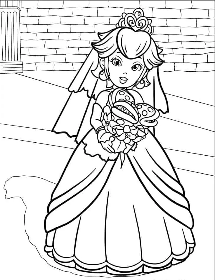 coloriage Princesse Peach à imprimer pour enfant de 8 ans 1