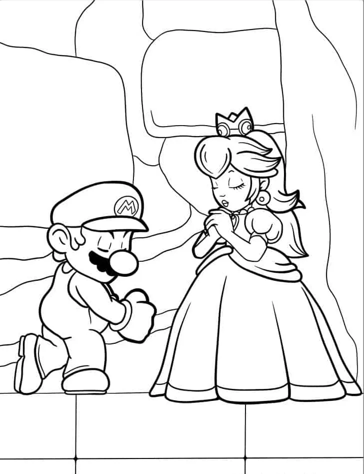 coloriage Princesse Peach pour enfants a imprimer