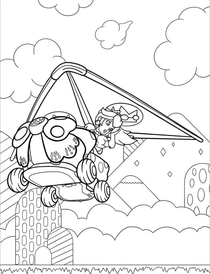 coloriage Princesse Peach a imprimer pour enfant de 4 ans 1