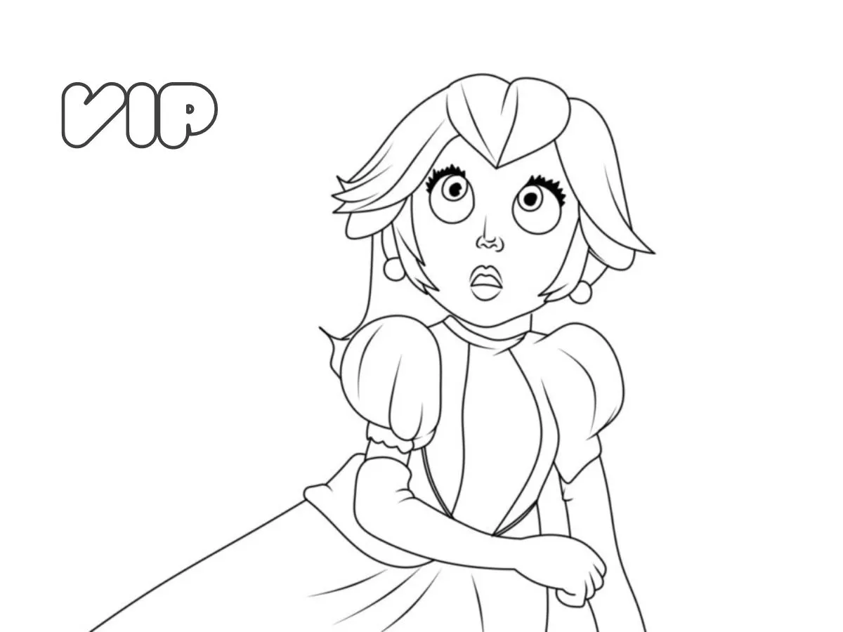 coloriage Princesse Peach à imprimer pour enfant de 6 ans