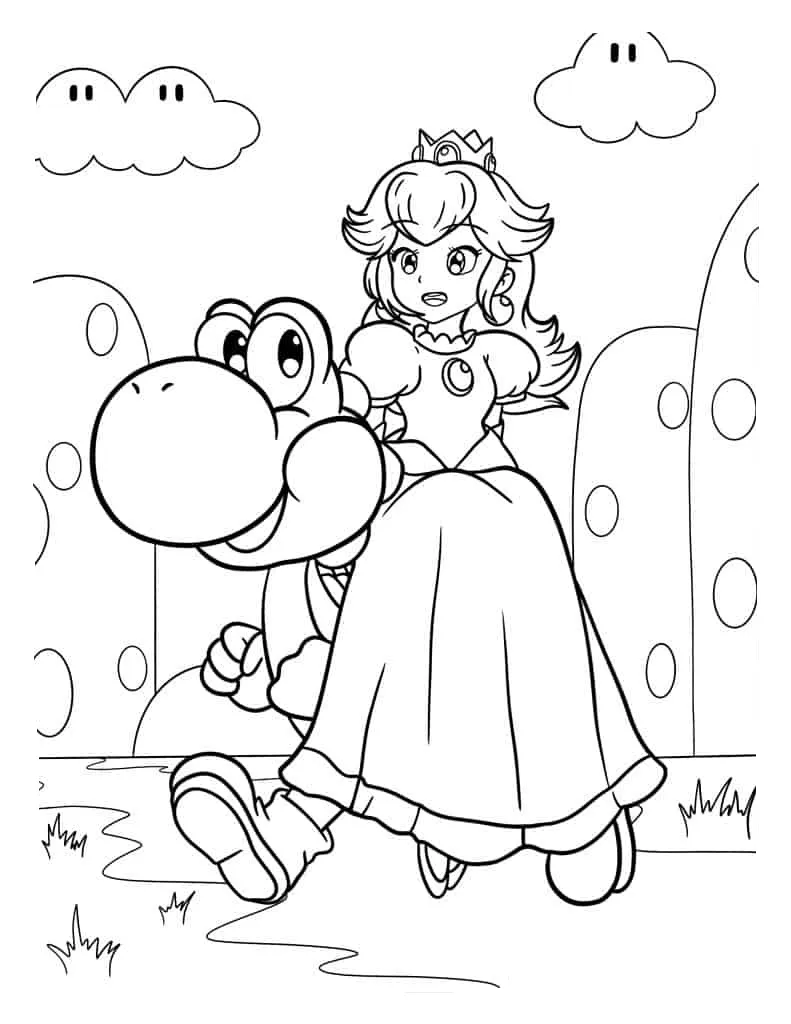 coloriage Princesse Peach à imprimer pour enfant de 2 ans