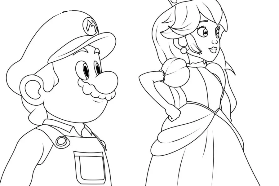 coloriage Princesse Peach à imprimer pour enfant de 7 ans