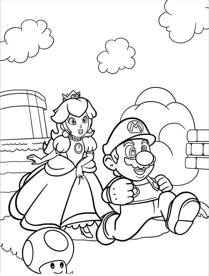 coloriage Princesse Peach et decoupage