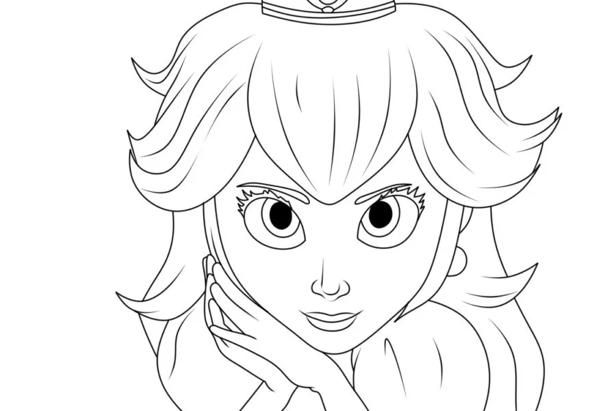 coloriage Princesse Peach à imprimer pour enfant de 3 ans