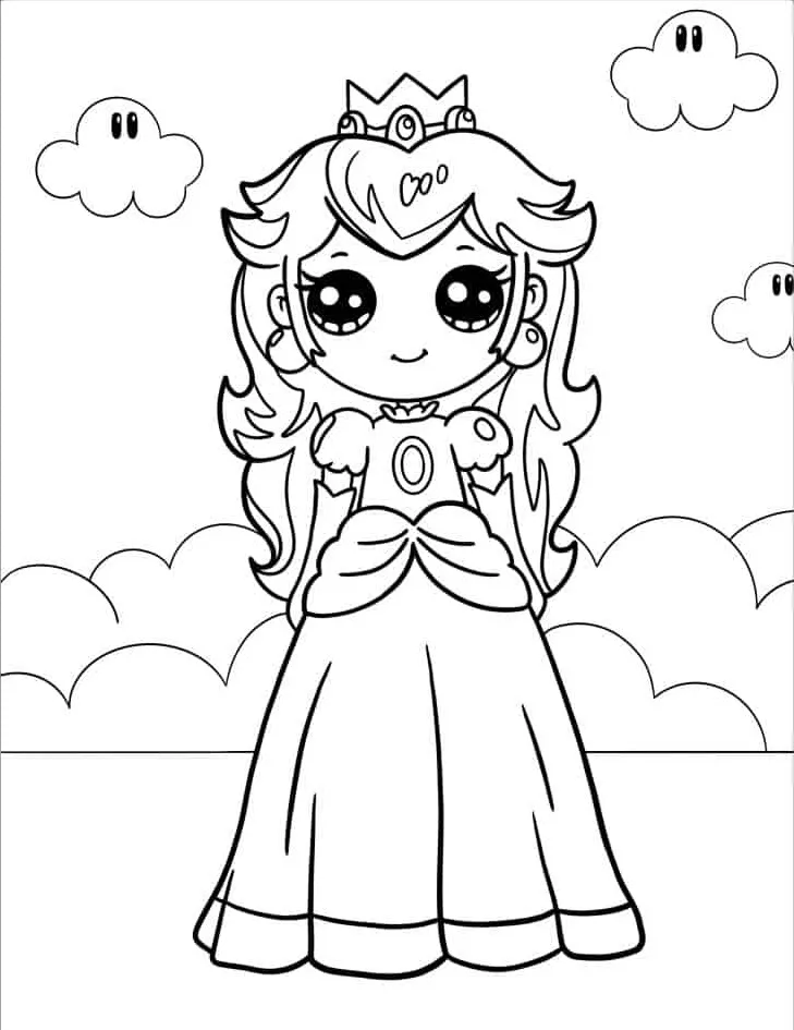 coloriage Princesse Peach à imprimer gratuit