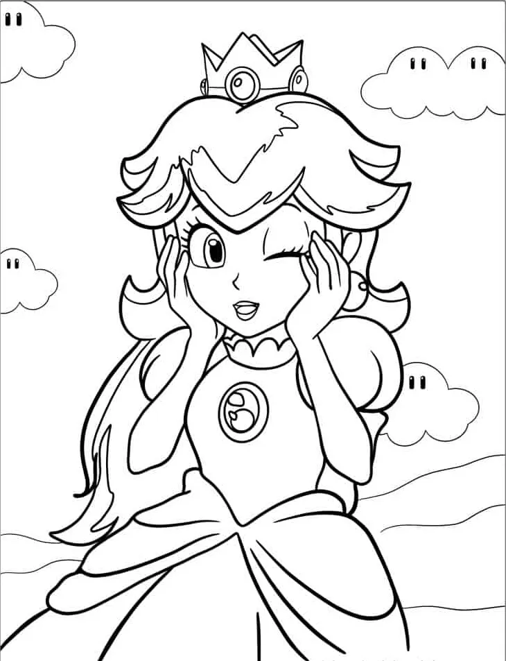 coloriage Princesse Peach pour enfant de 7 ans