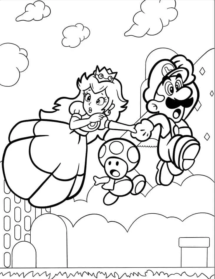 coloriage Princesse Peach pour enfant a imprimer gratuit