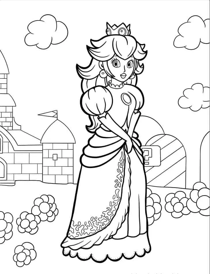 coloriage Princesse Peach pour enfants à télécharger