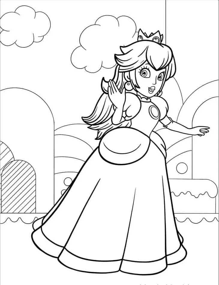 coloriage Princesse Peach gratuit a imprimer