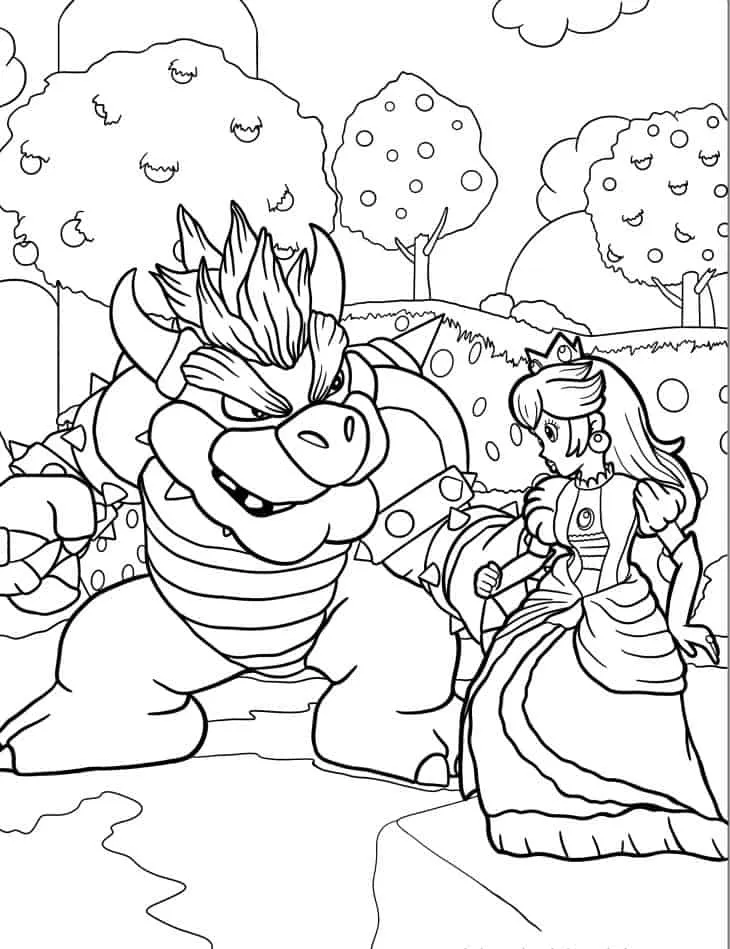 coloriage Princesse Peach gratuit à imprimer 1