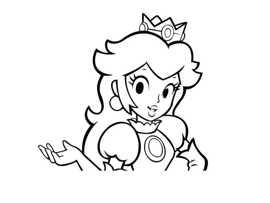 coloriage Princesse Peach à imprimer pour enfant de 4 ans 1