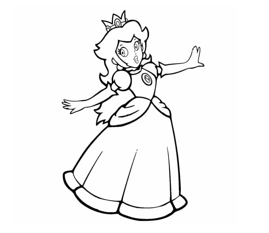 coloriage Princesse Peach et decoupage a imprimer gratuit