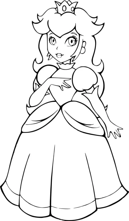 coloriage Princesse Peach à imprimer pour enfant de 9 ans