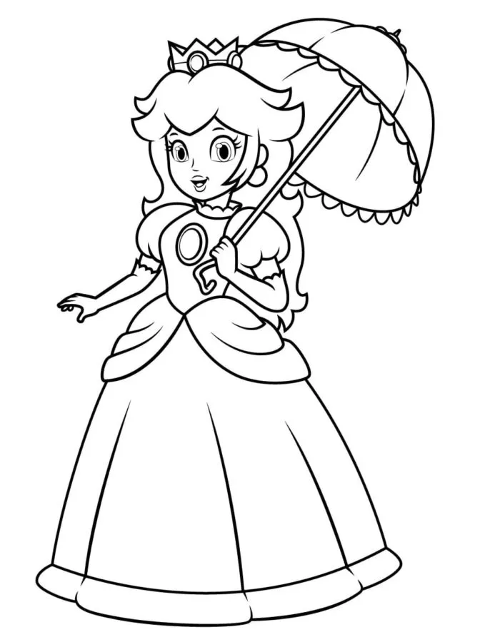 coloriage Princesse Peach à imprimer a4