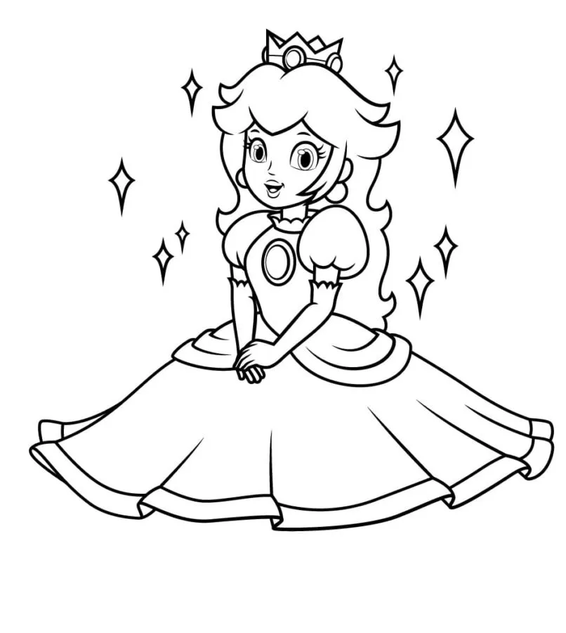 coloriage Princesse Peach pour enfant à imprimer